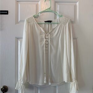 Black house white market Women's Lace-Up Peasant Blouse